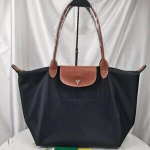 Longchamp Le Pliage Nylon Large Shoulder Bag Tote Travel Bag Black